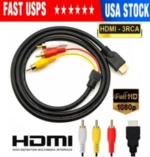 1080P HDMI Male To 3 RCA Video Audio AV Component Converter Adapter Cable HDTV