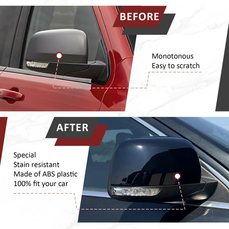 Rearview Mirror Cover Cap For Dodge Durango 2011-2022 Gloss Black Left&Right - Изображение 4 из 4