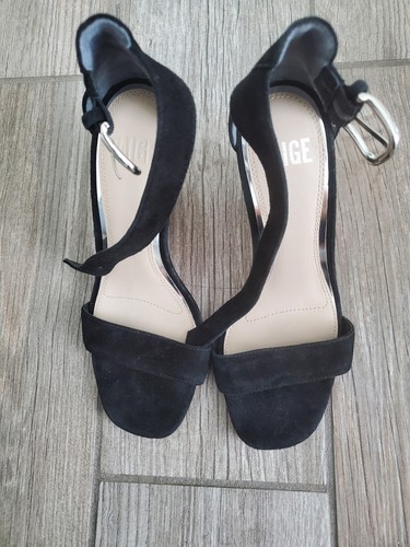 Paige Willow Wedge Black Suede Sandals In Size 6 Sample Display