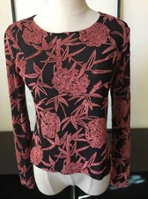 Citron Santa Monica Velvet Burnout Top Sz S  Rayon Spandex Holiday Party 