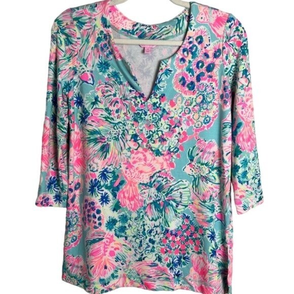 Lilly Pulitzer Justina SPF 50+ Tunic Gypsea Serene Blue Size XS | eBay