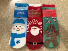 Bath & Body Works Shea Infused Lounge Fuzzy Socks Christmas 3 Pairs NWT