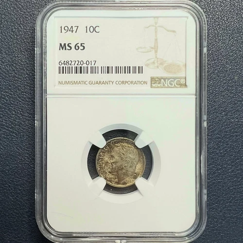 1947 Roosevelt Silver Dime MS65 NGC *TONER*
