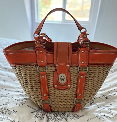 RARE COACH JASMINE LIMITED EDITION XXL BAG/STRAW TOTE GEN.PYTHON