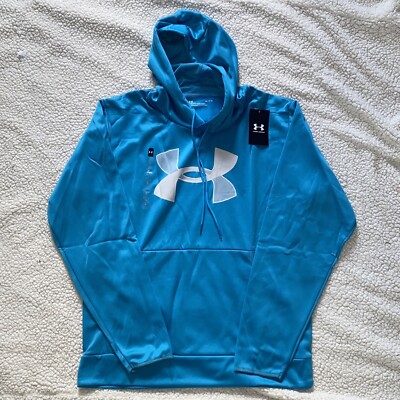 UNDER ARMOUR MEN'S UA FLEECE BIG LOGO HOODIE BLUE SZ Large #1357085-NWT 