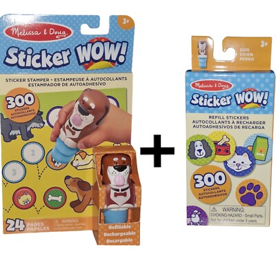 NEW Melissa & Doug Sticker Wow Dog 24 page Book and Stamper 300 sticker.+ 300 