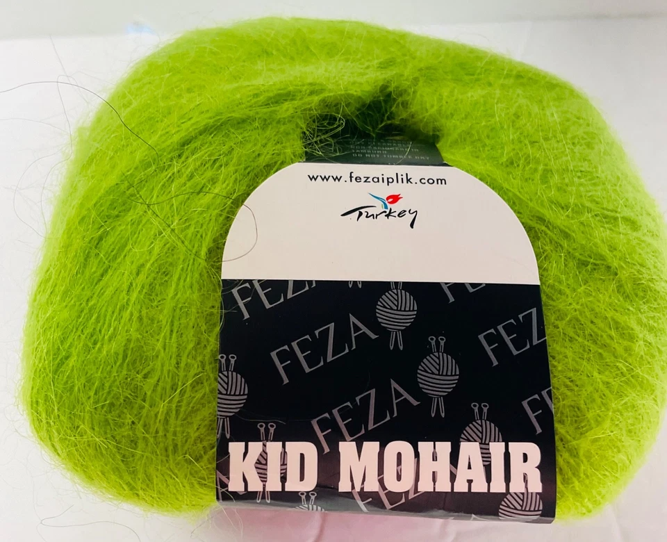 Feza Kid Mohair Yarn Lot of 2 Apple Green New Vintage Soft Halo - Image 2 of 4