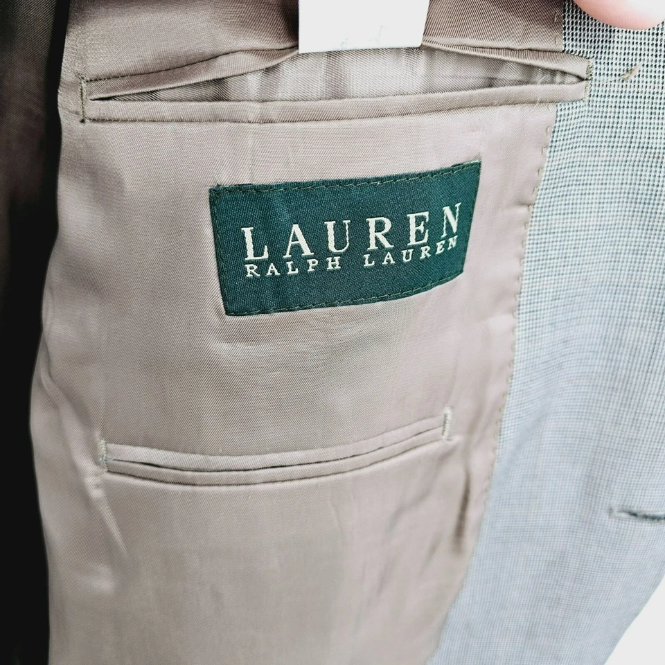 Ralph Lauren LRL Jacket Blazer Sport Coat 50L Tan Brown Grey Microplaid Designer - Image 2 of 4