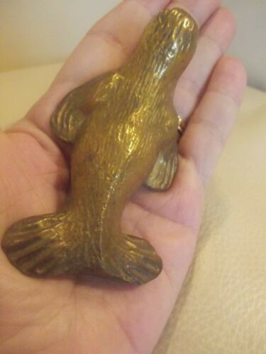 Solid Brass Miniature BABY SEAL/SEA LION, 3 1/2" Long/Wide! - Picture 3 of 12