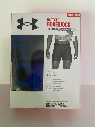 Under Armour UA Original BoxerJocks Mens 5XL 6 Inch 2 Pack Blue/Dk Blue Color