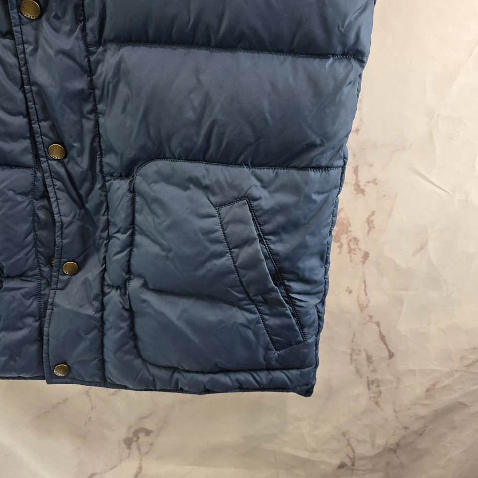 Lands End Vest Mens Small Blue Puffer Down Insulated Navy Button Gillet  - Image 4 of 4