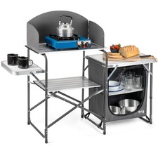 Trail Camping Kitchen Stand Unit Folding Aluminium Cooking Station Windshield