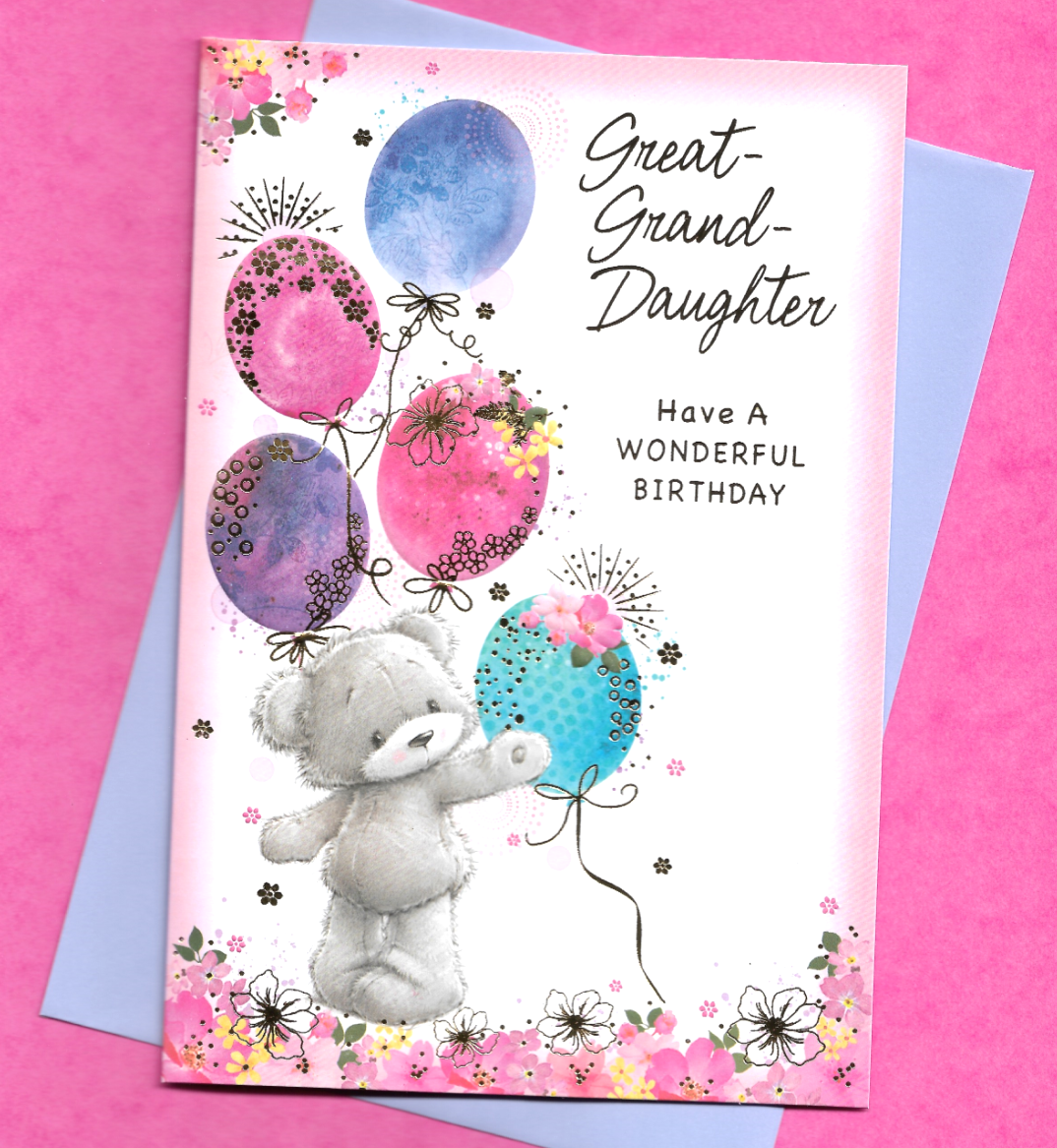 Great Granddaughter Birthday Wishes Card Lovely Balloons Nice Message 19x13cm