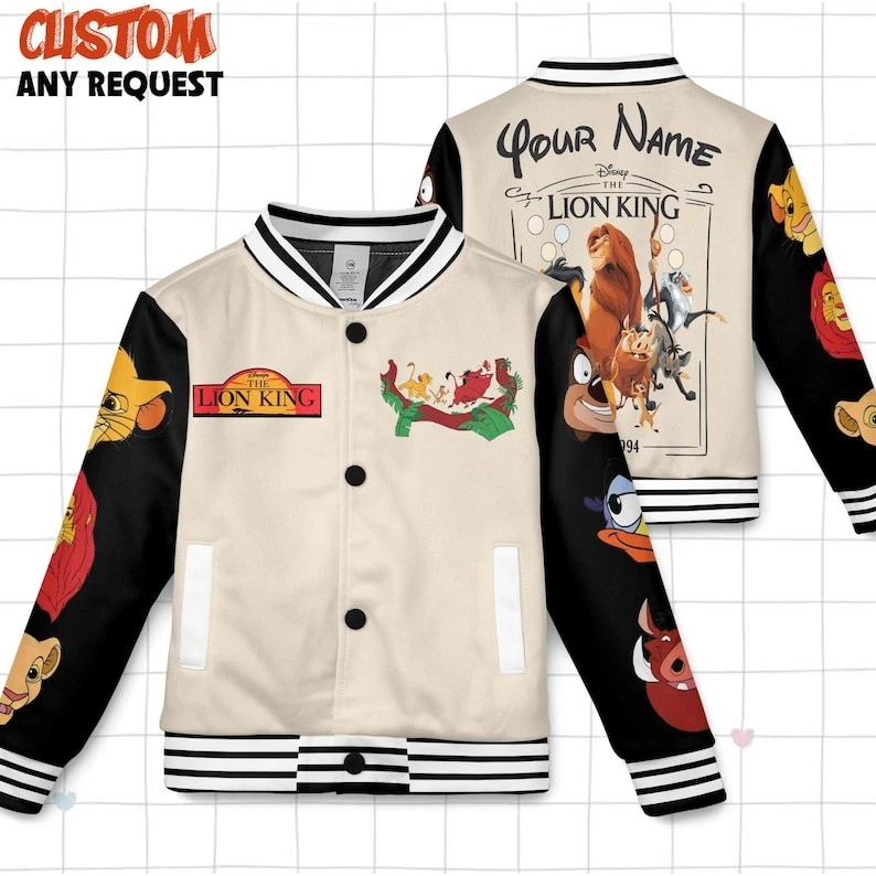 Personalized The Lion King Simba Pumba Timon Team Hakuna Matata Baseball Jacket