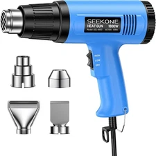 SEEKONE Heat Gun, 1800W Heavy Duty Hot Air Gun Kit Dual-temperature Blue 