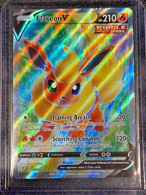Pokemon Flareon V #169/203 English Evolving Skies Ultra Rare Full Art