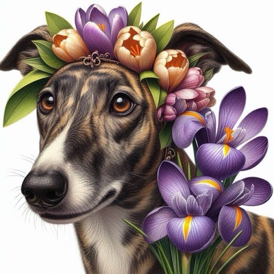 Windhundhaube, Lurcher, Windhund, Saluki, Ostern Grußkarte