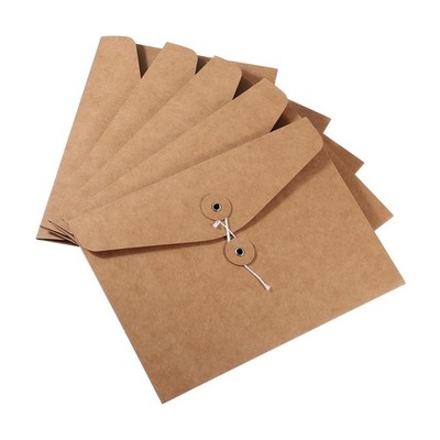 5 Pack String Envelope File Folder, String Tie Closure Paper Folders ...