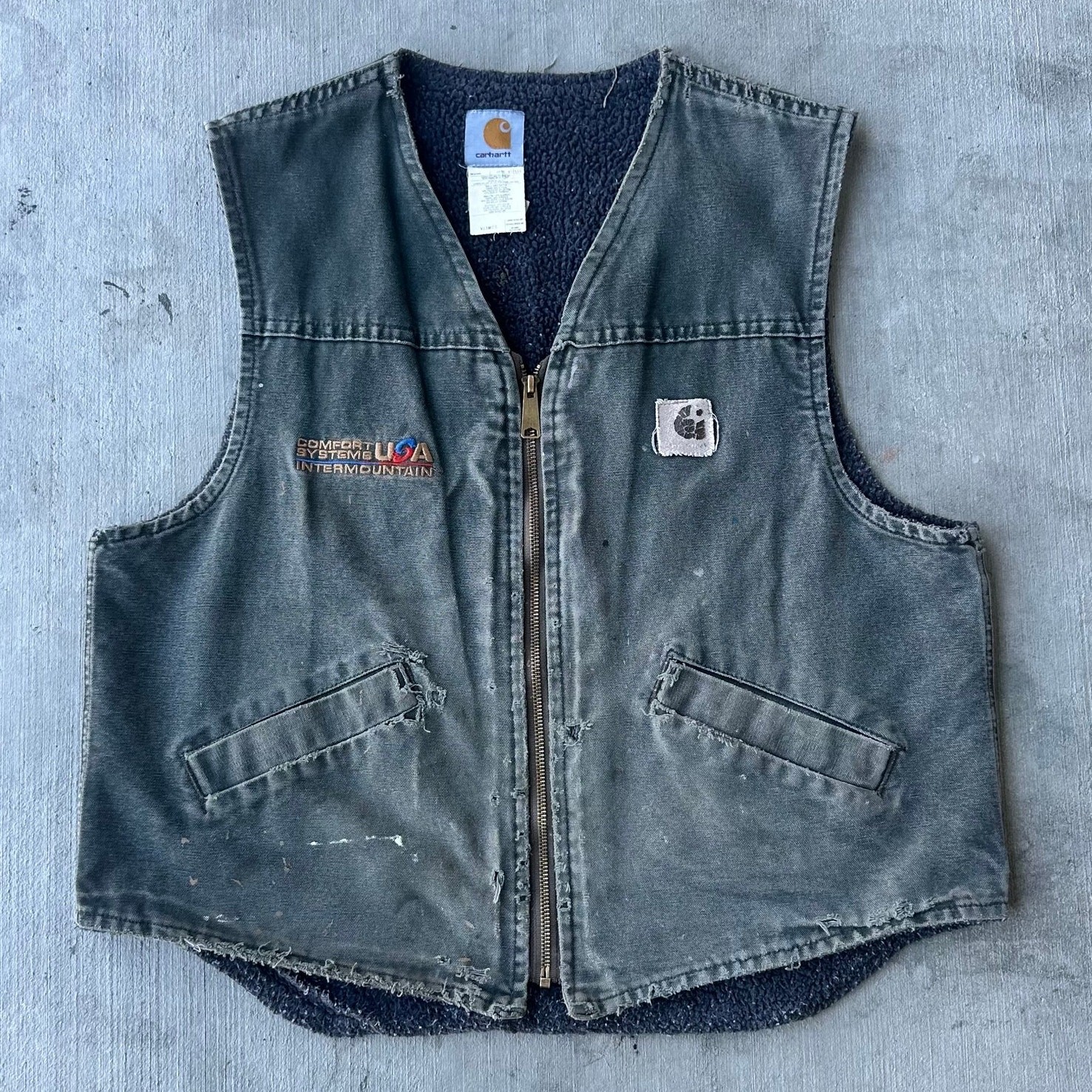 Vintage Y2K green Carhartt work vest retro 90s style