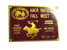 Old 1961 AACA National Fall Meet Car Club Brass Plaque Oak Brook Illinois