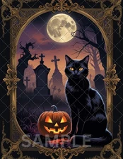 Halloween Gothic Black Cat Printable Wall Art Poster –  Digital Download & Print