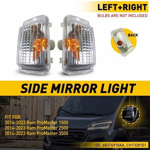 LEFT RIGHT SIDE MIRROR TURN SIGNAL LIGHT For 14-21 RAM PROMASTER 1500 2500 3500