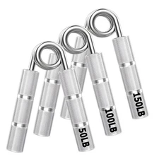 Silver Metal Hand Grip Set, 50LB-400LB 13 Pack No Slip Heavy-Duty Grip Streng...