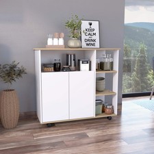 Paprika Kitchen Cart Four Shelves Cabinet Light Oak White