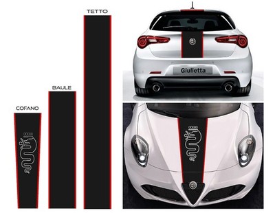 Adesivi Fasce Cofano Tetto Baule Auto compatibile con Alfa Romeo Giulietta Mito