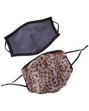 Adrienne Landau 2Pc Face Warmer Cloth Face Mask Set Women's Grey