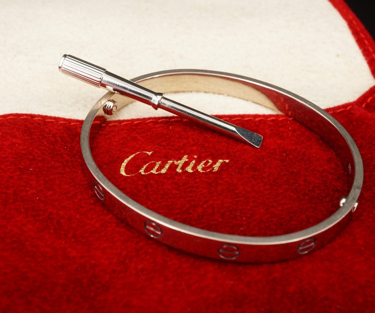 Cartier LOVE Bracelet Classic 18k White Gold Sz 18 Screwdriver