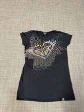 Roxy Y2K Women's Graphic T Shirt Black Size Medium Surf Skate Emo Scene