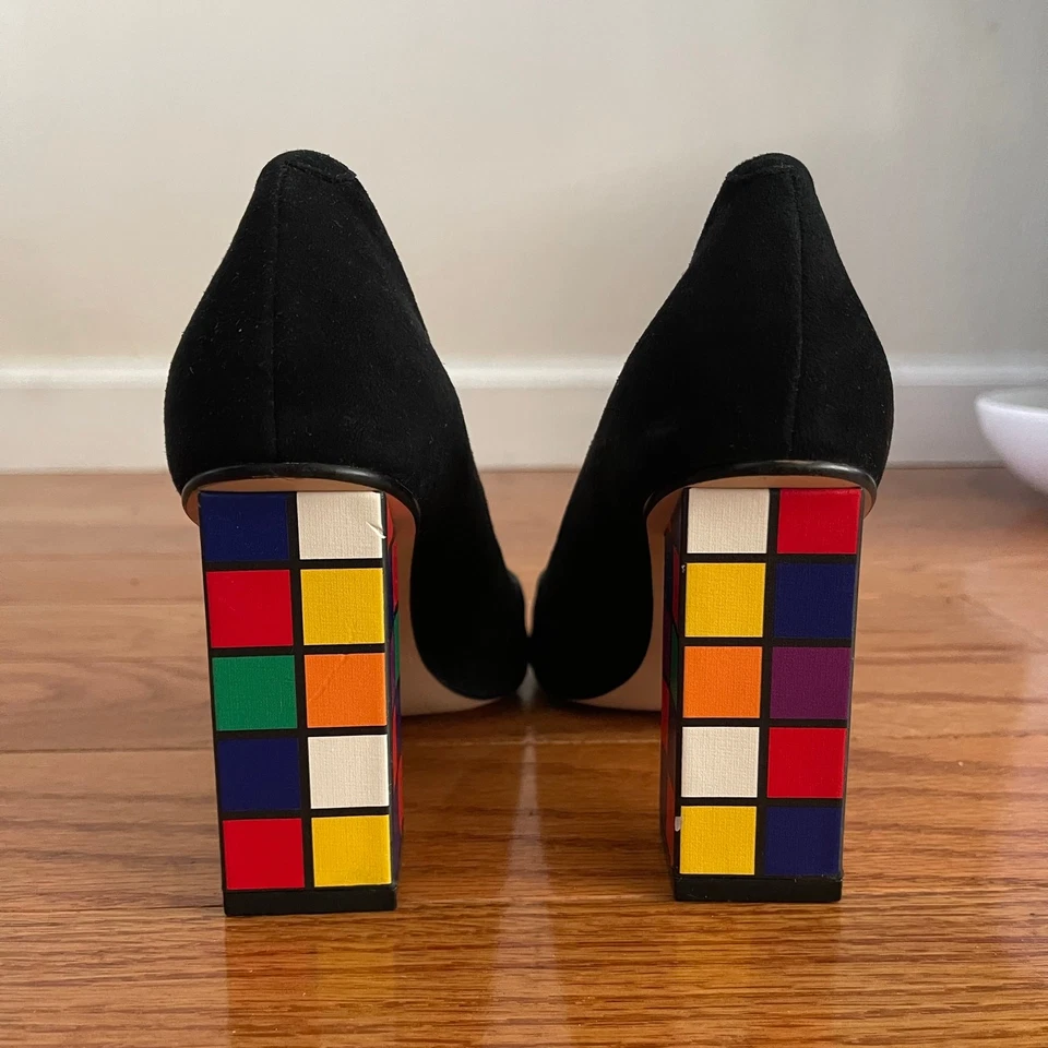 Katy Perry The Caitlin Rubik’s Cube Tacones Mujer 6 Negro Multicolor Gamuza Bloque Foto 3 de 4