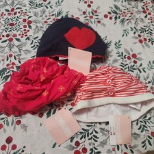 Lot of 3 Gymboree Sun Hat beanie NWT 6-12 mo heart striped flowers