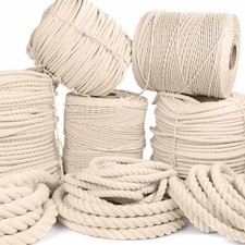 Rope and Cord White Twisted 100 Natural Cotton Rope   Lengths from 10  -600 