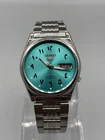 Vintage Seiko 5 Arabic Automatic 7009 Men’s Watch Ice Blue Dial Day Date Japan