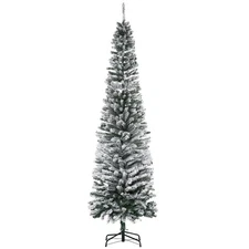 HOMCOM 7.5' Snow-Flocked Slim Unlit Artificial Christmas Tree 738 Tips