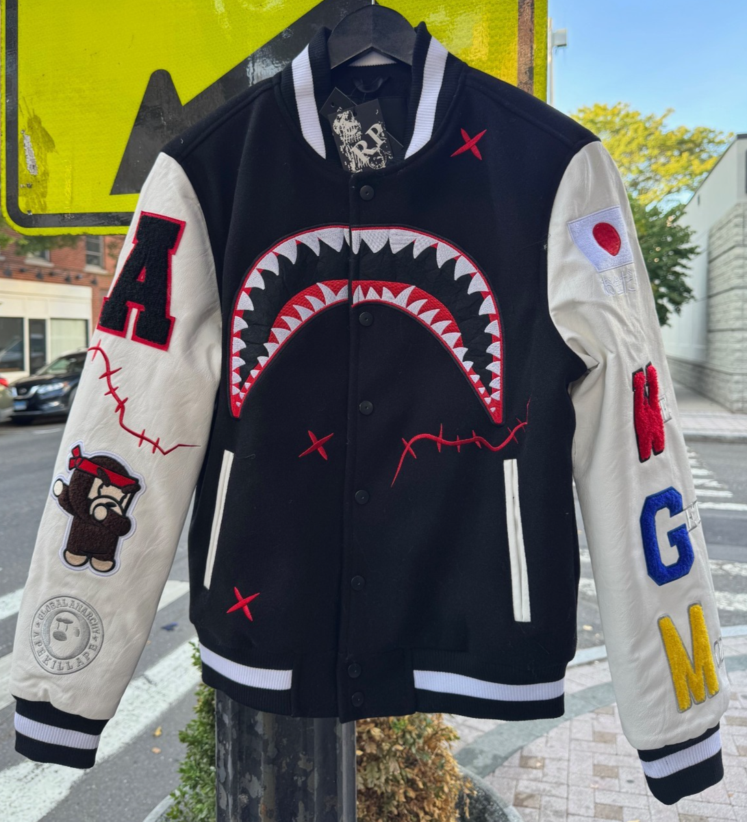 BAPE STYLE VARSITY JACKET APE CLASSIC WOOL LEATHER ROBERT PHILLIPE