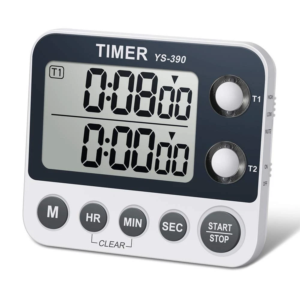 HomeMall Digital Kitchen Cooking Timer, Dual Count Up & Black