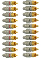 20Pack RCA Male Plug Solder, Gold Audio Video Adapter Connector for Speaker Wire