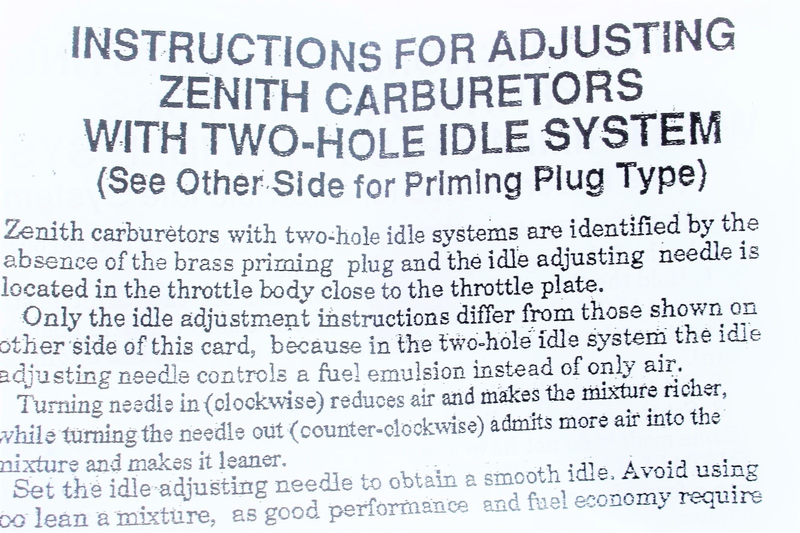 ZENITH Carburetor Kit John Deere JD404 3020 4020 AR45161 AR45162