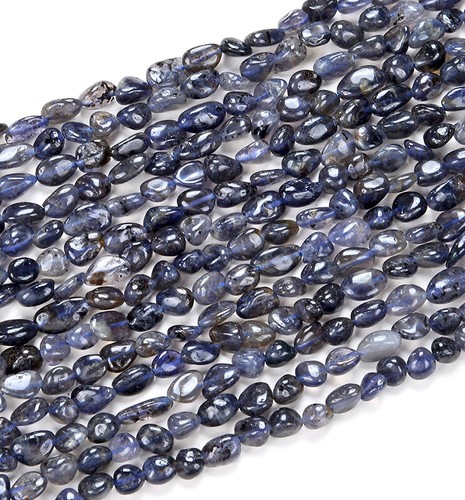 6-8MM Natural Iolite Gemstone Pebble Nugget Loose Beads (D185) - Picture 2 of 9
