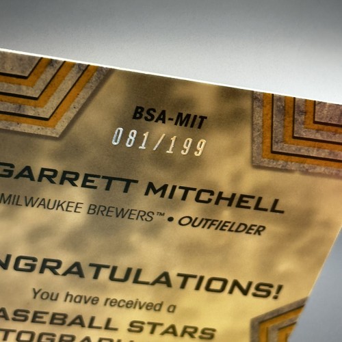 2023 Topps Garrett Mitchell #'d /199 Baseball Stars Autographs #BSA-MIT RC - Picture 3 of 3