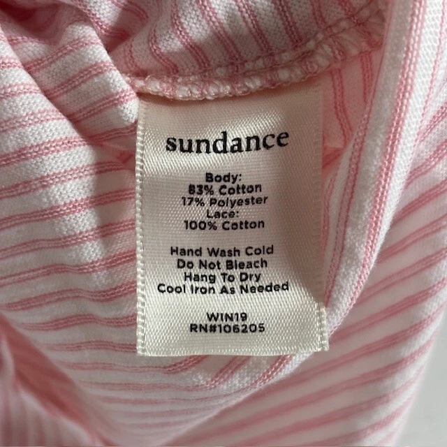 Catálogo Sundance Top Mujer Grande Rosa Blanco Rayas Detalle Encaje Foto 4 de 4