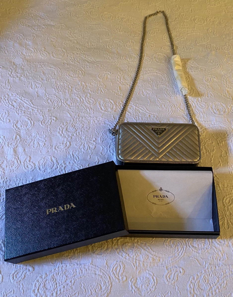 Prada mini Bandoliera chromo NWT and original box