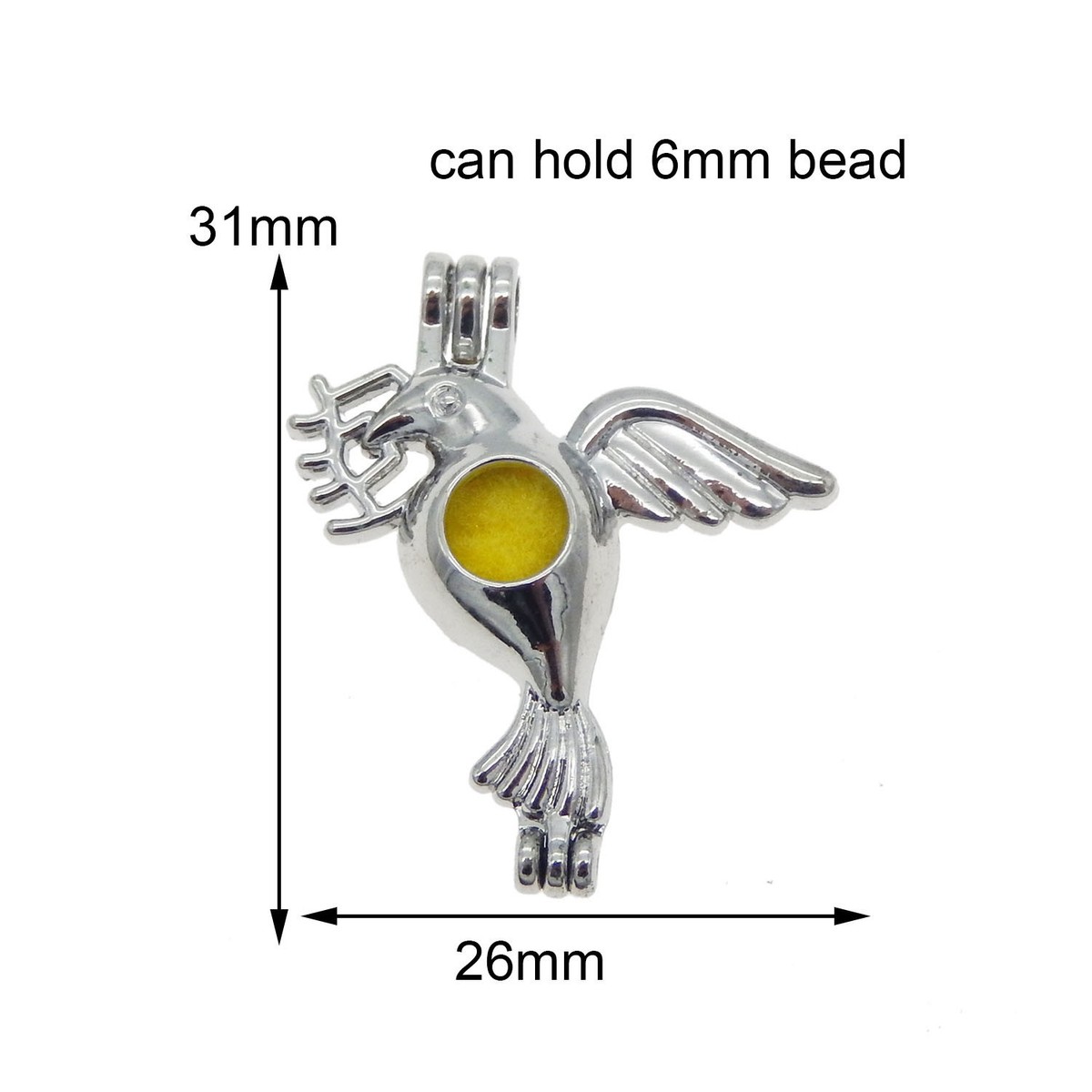 3pcs Silver Plated Alloy Dove Bird Pearl Cage Oil Diffuser Locket