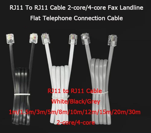 RJ11 auf RJ11 Kabel 2-adrig/4-adrig Fax Festnetz Flach Telefon Anschlusskabel