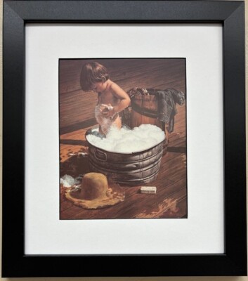 Jim Daly ''Saturday Night'' FRAMED Americana Children's Boys Art Cowboy Rural NEW!