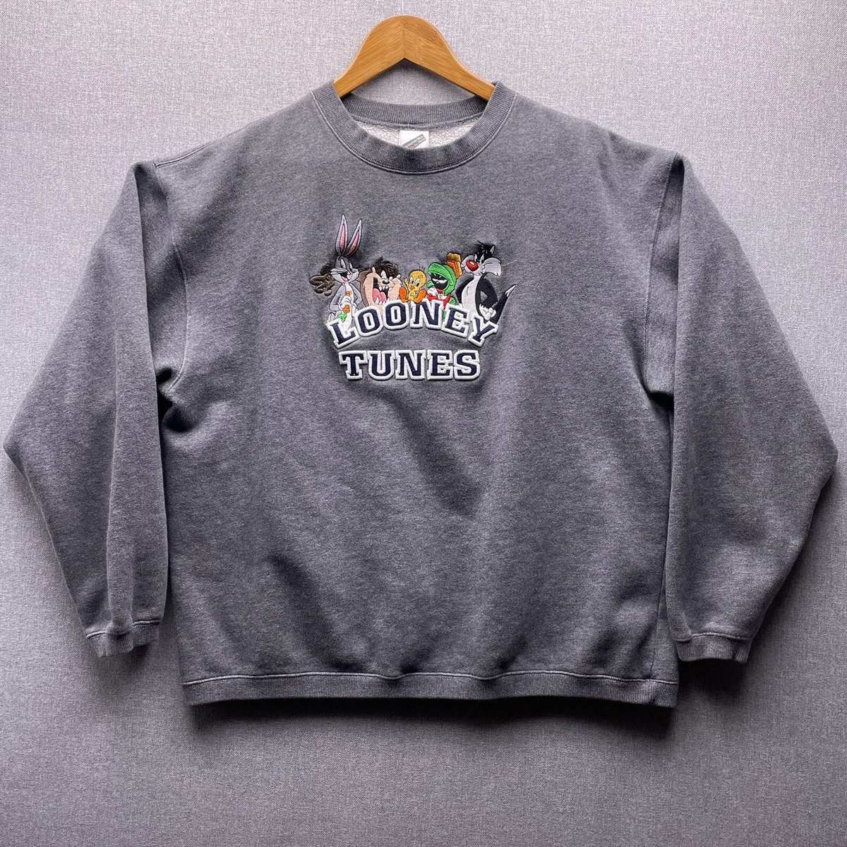 Vtg Looney Tunes Warner Bros Crew Adult Medium Embroidered Logo