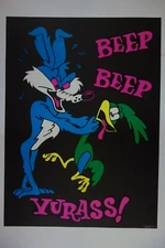 1971 VINTAGE SILKSCREEN UNIVERSAL POSTER CO "BEEP BEEP YURASS" RARE LOONEY TUNES